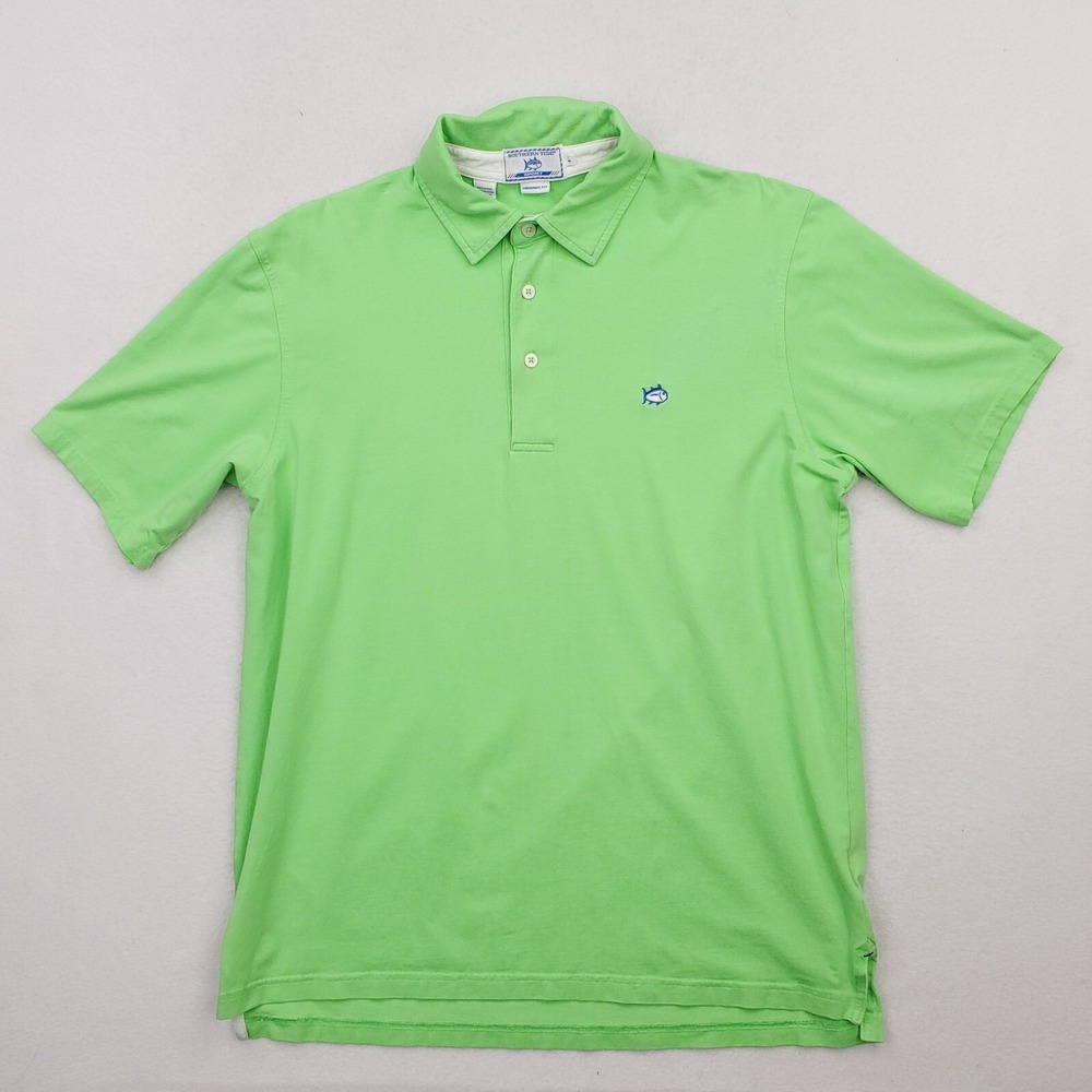 Southern Tide Shirt Men Medium Green Performance Sport Polo Original Fit Stretch